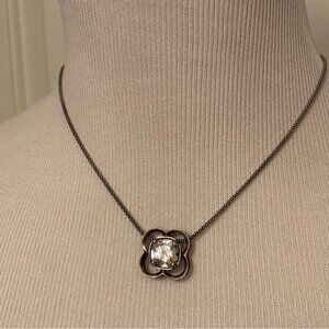 SILPADA NECKLACE STERLING SILVER 925 POPCORN CHAIN 16” CZ FLOWER PENDANT N1411